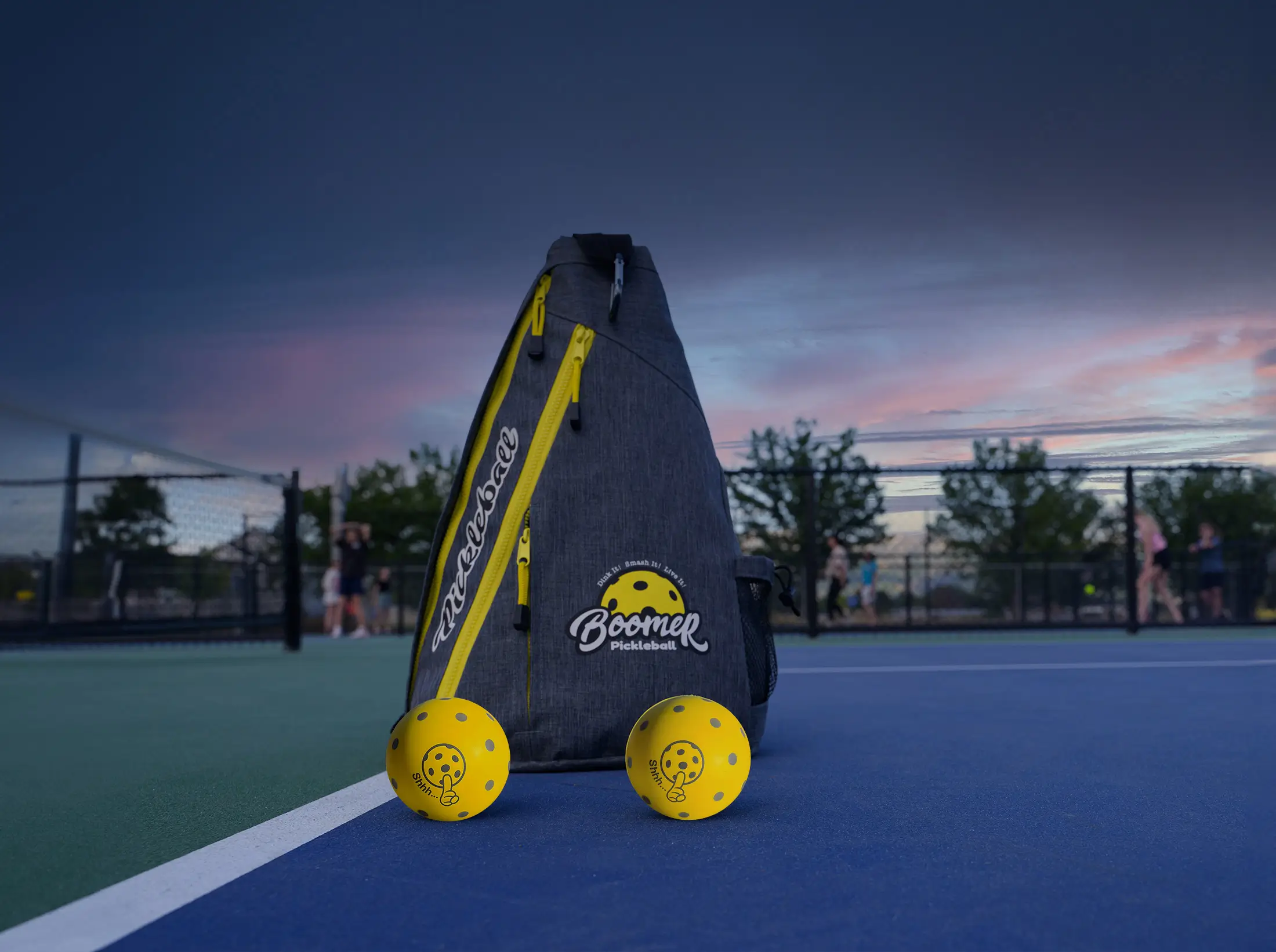 quiet foam pickleballs on outdoor court